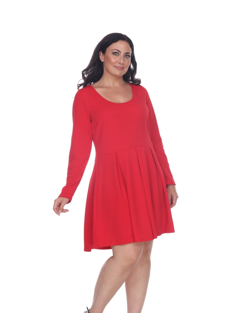 Front of a model wearing a size 1X Jenara Dress in Red by White Mark. | dia_product_style_image_id:257626